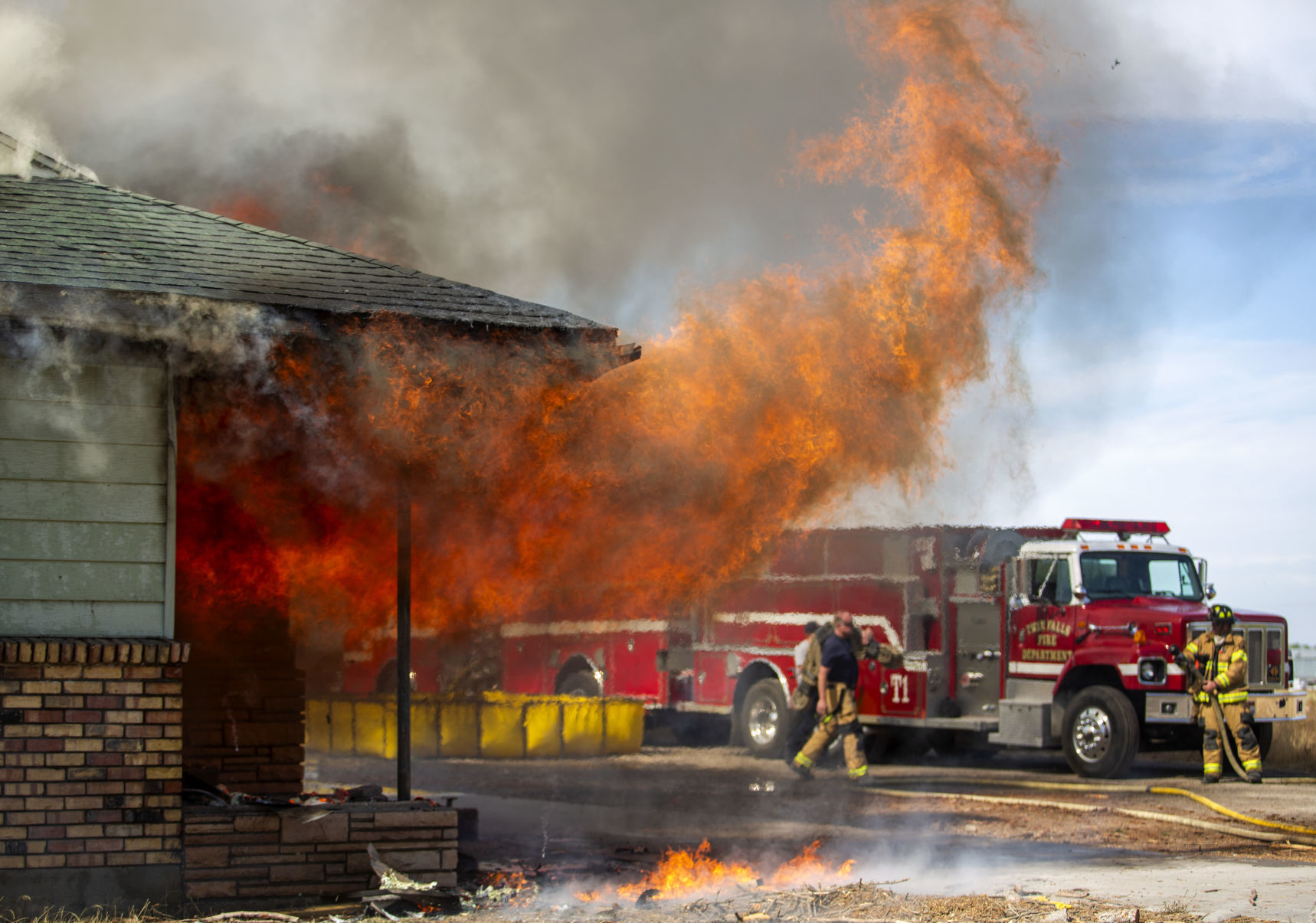 Firefighters train with a control burn